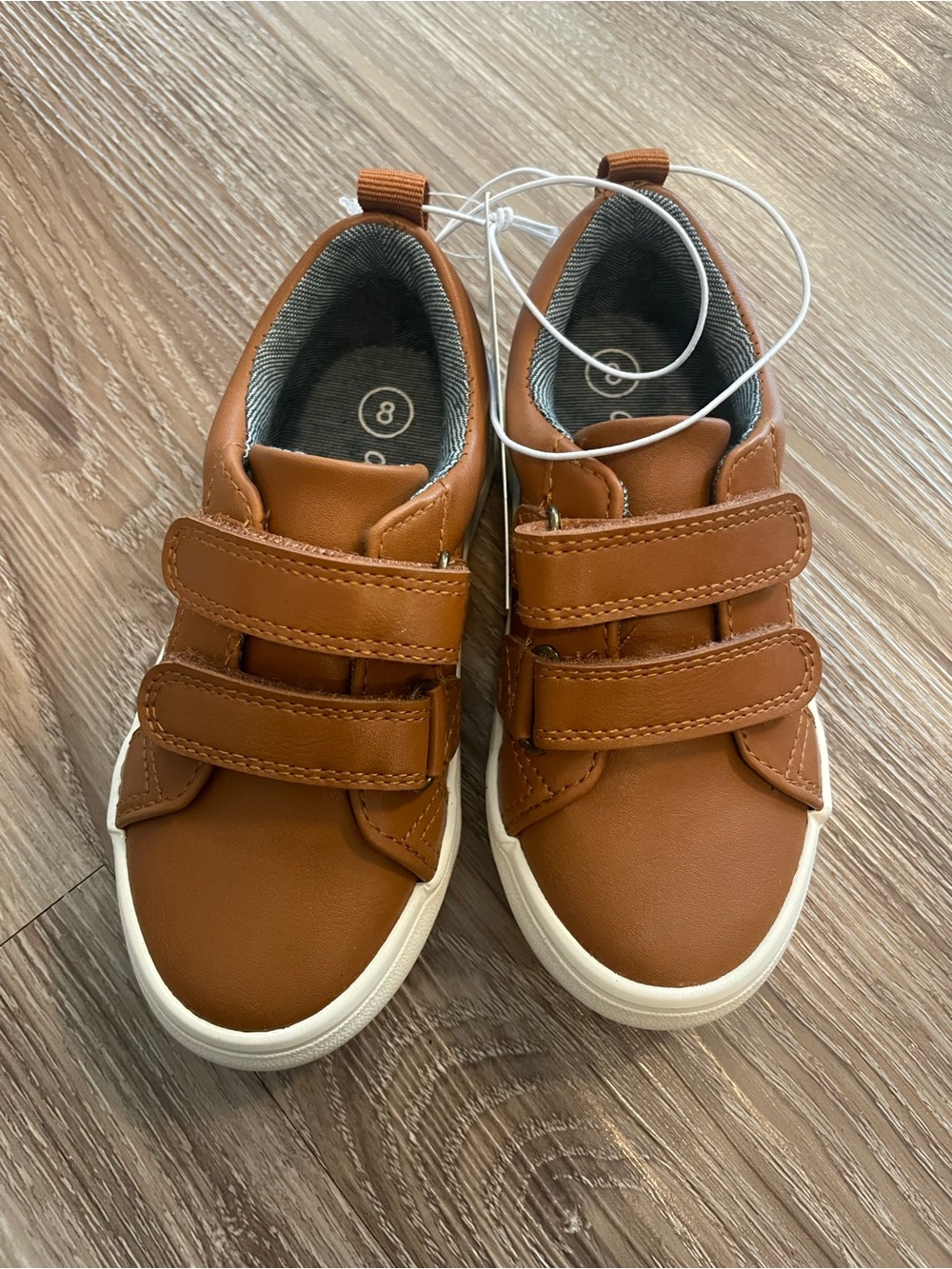 NWT Cat & Jack Tan Double-Strap Sneakers / Dress Shoes for Boys Size 8